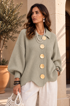 Cárdigan Oversize con Botones Metálicos