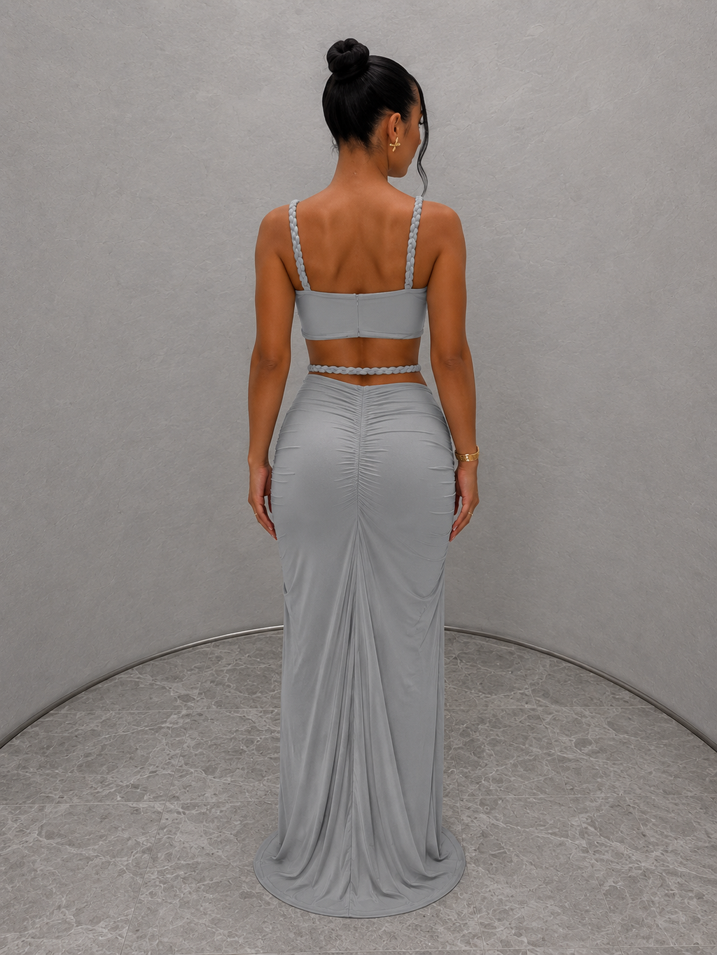 Valentina - Conjunto Top Fruncido y Falda Larga