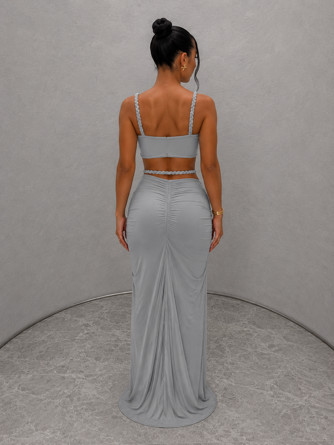 Valentina - Conjunto Top Fruncido y Falda Larga