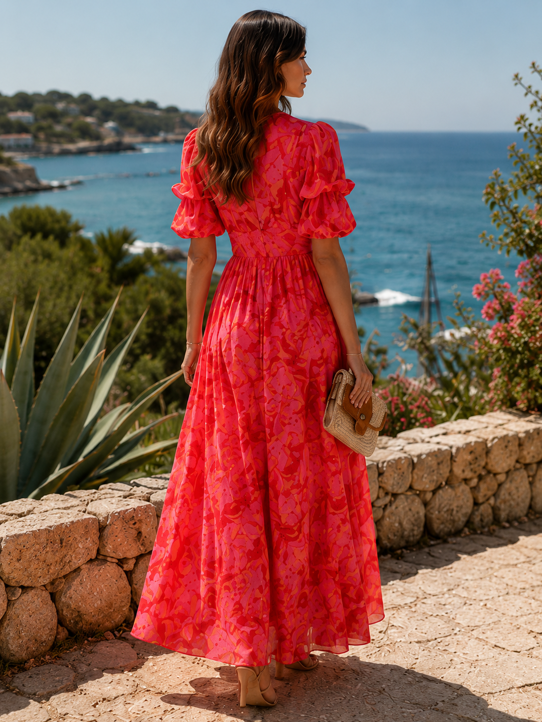 Luna - Vestido Bohemio Cuello V & Manga Corta