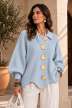 Cárdigan Oversize con Botones Metálicos