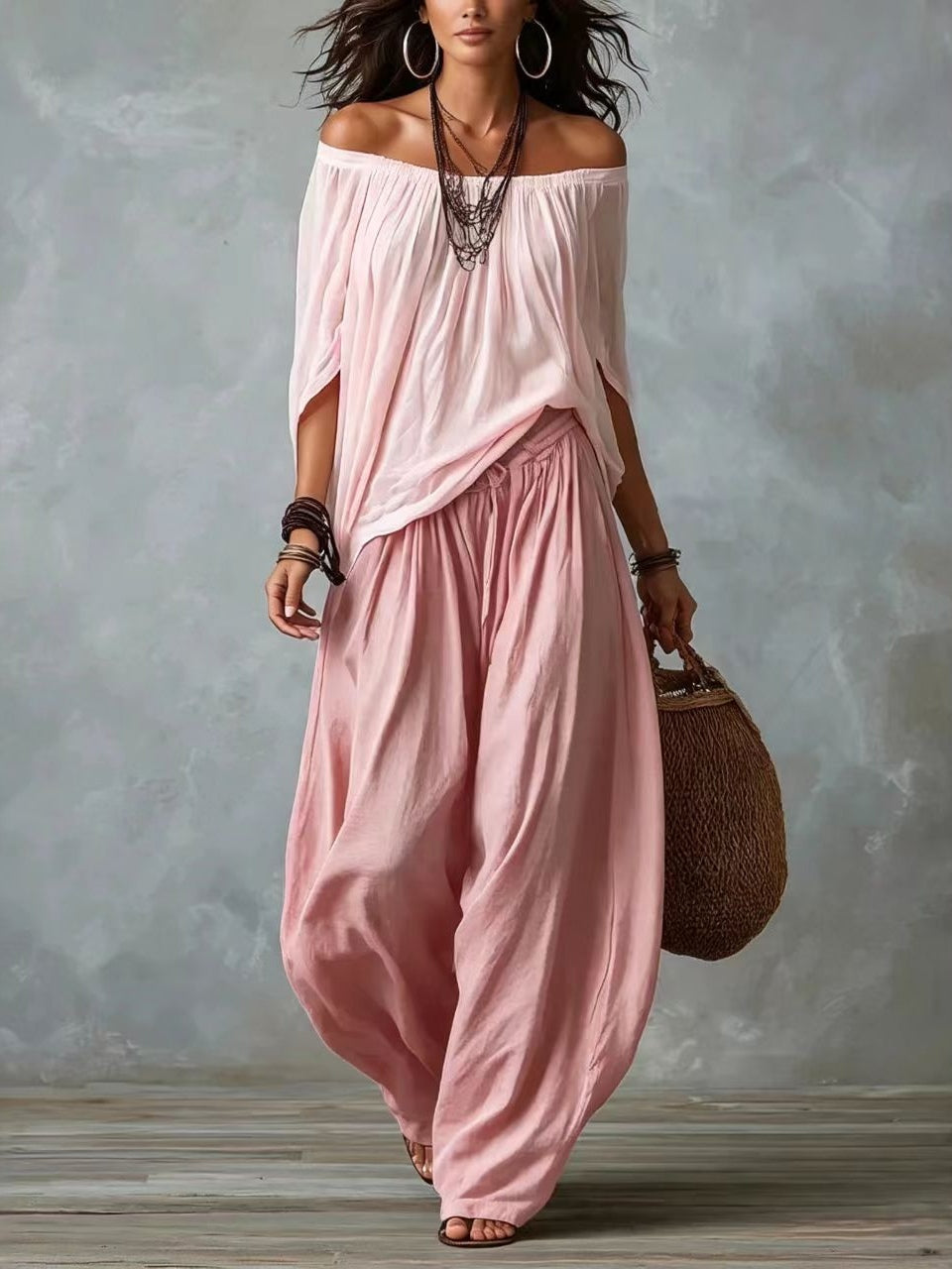 Conjunto Hombros Descubiertos - Rosa