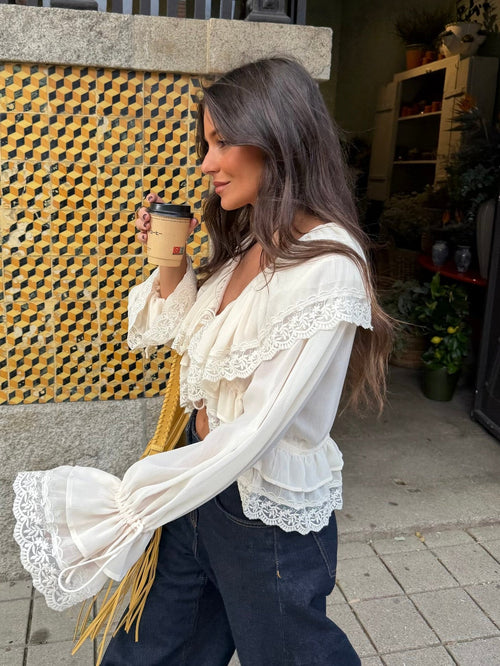 Blusa Encaje Crema - foto 1