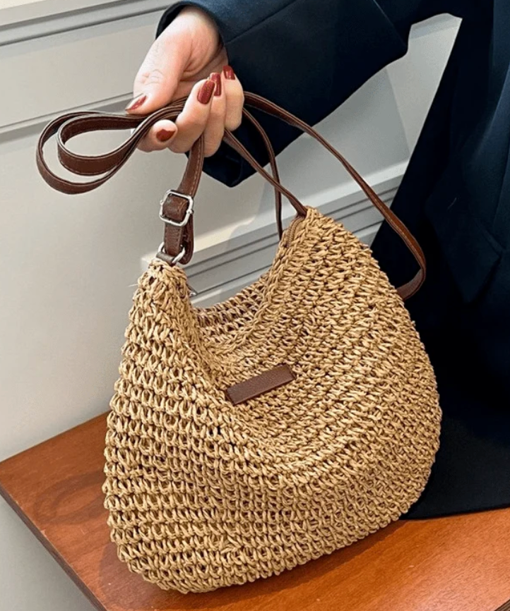 Bolso Crochet Rafia Marrón - foto 1