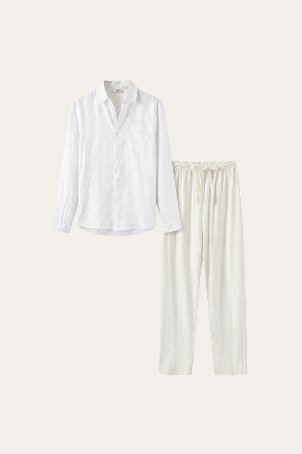 Conjunto Lino Manga Larga - Blanco