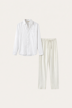 Conjunto Lino Manga Larga - Blanco