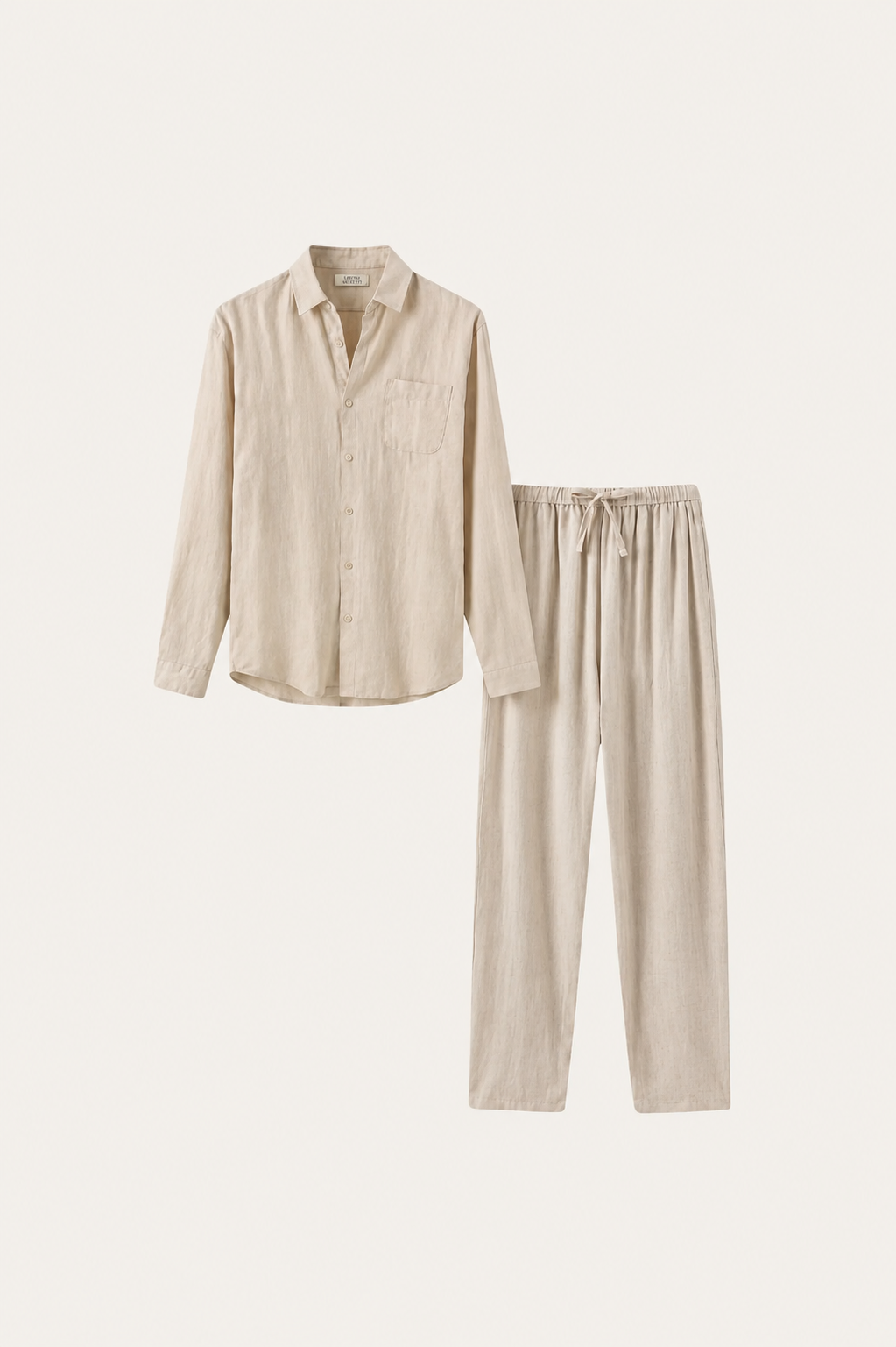 Conjunto Lino Manga Larga - Beige