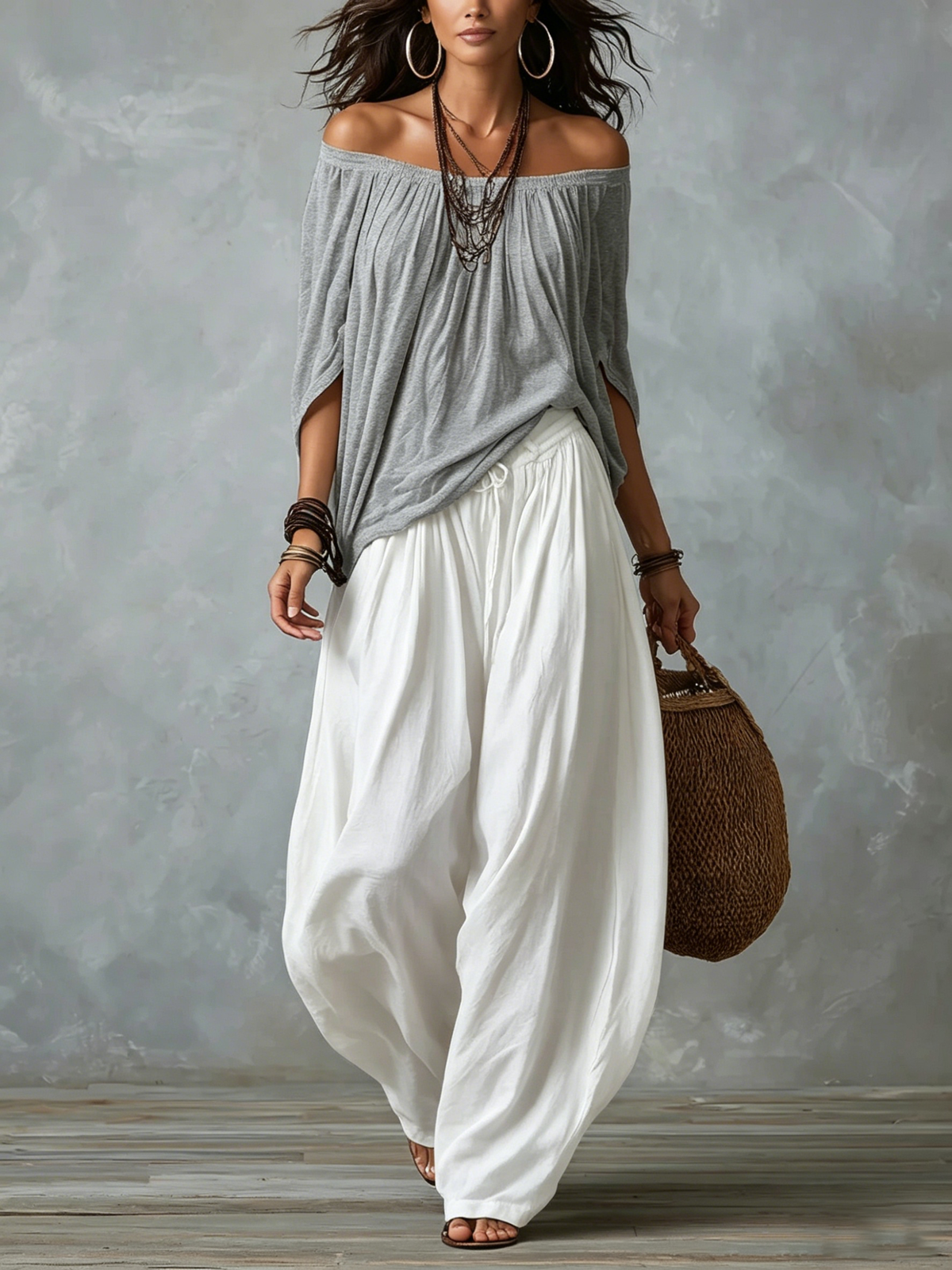 Conjunto Hombros Descubiertos - Gris