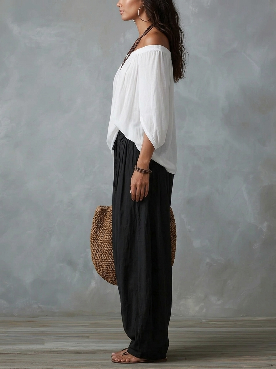 Conjunto Hombros Descubiertos - Detalle pantalón