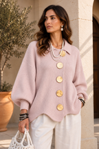 Cárdigan Oversize con Botones Metálicos