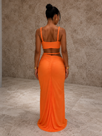Valentina - Conjunto Top Fruncido y Falda Larga