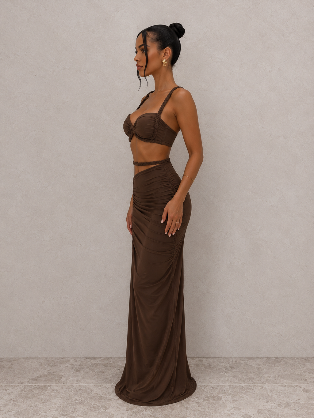Valentina - Conjunto Top Fruncido y Falda Larga