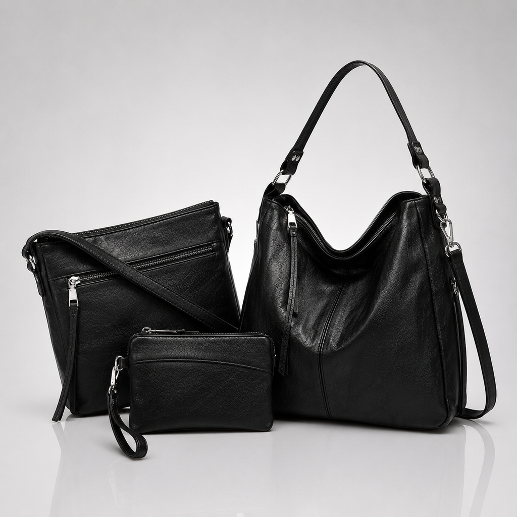 Set de 3 Bolsos Hobo de Piel - foto 2