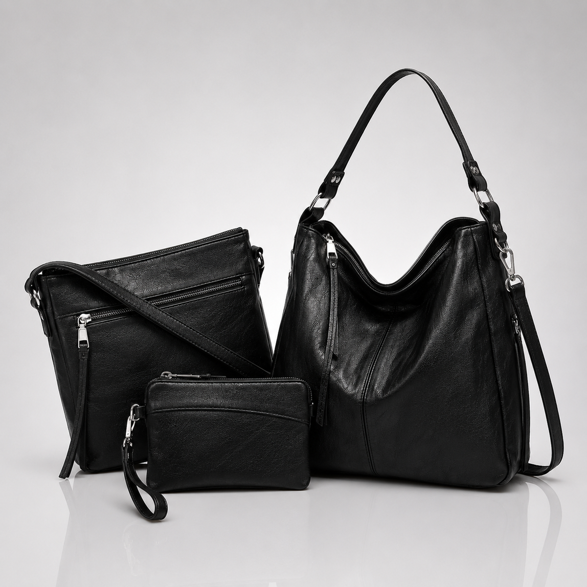 Set de 3 Bolsos Hobo de Piel - foto 2