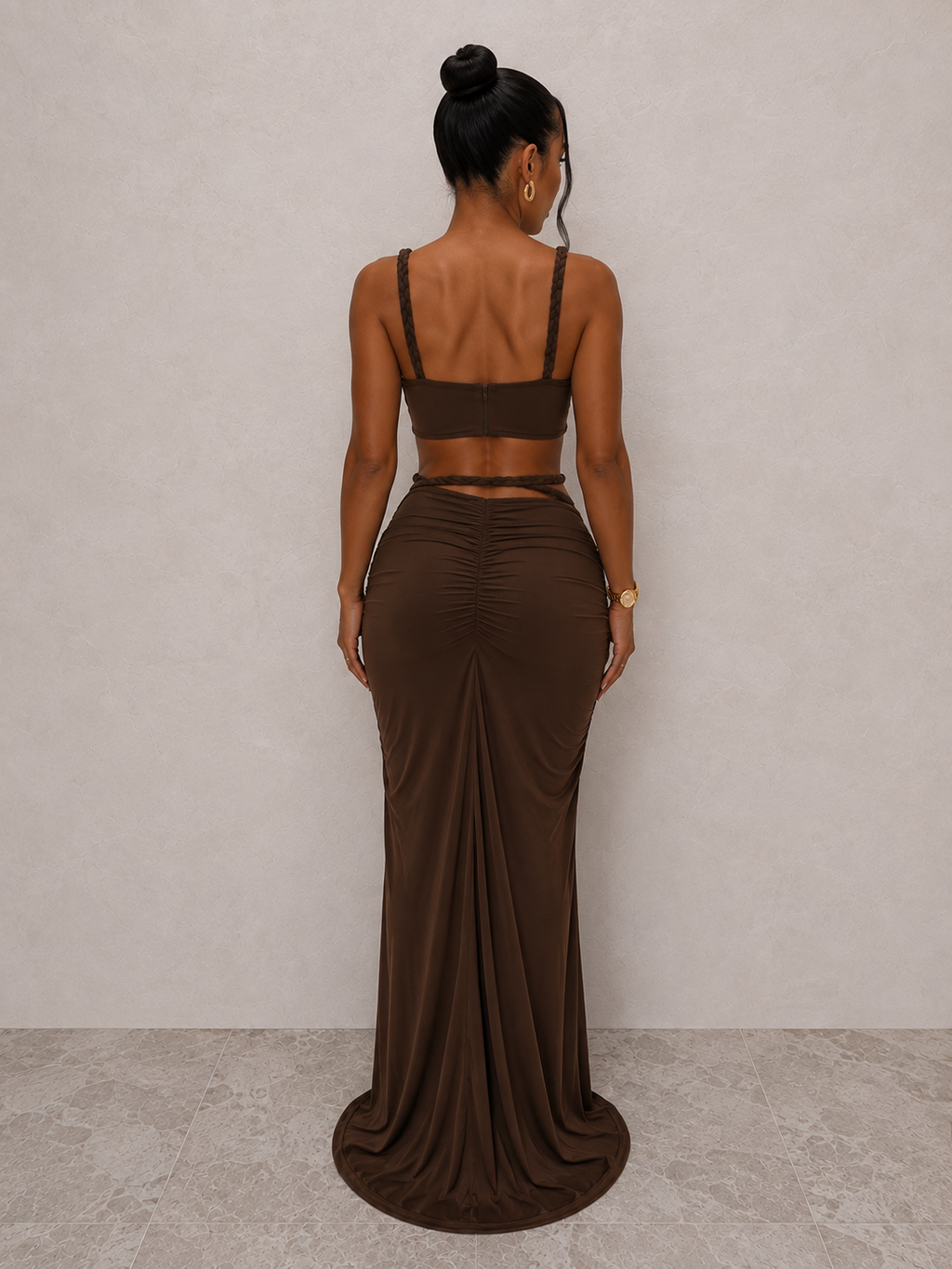 Valentina - Conjunto Top Fruncido y Falda Larga