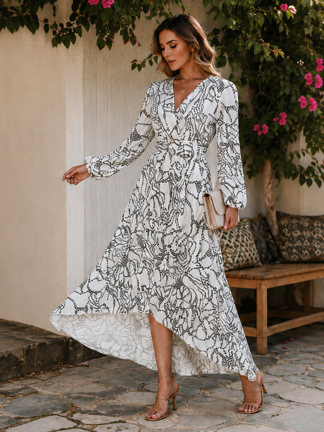 Bruna — Vestido midi con cuello en V