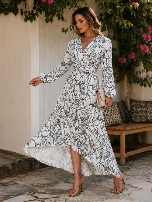 Bruna — Vestido midi con cuello en V