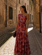 Sienna — Vestido largo estampado de un hombro