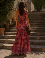 Sienna — Vestido largo estampado de un hombro
