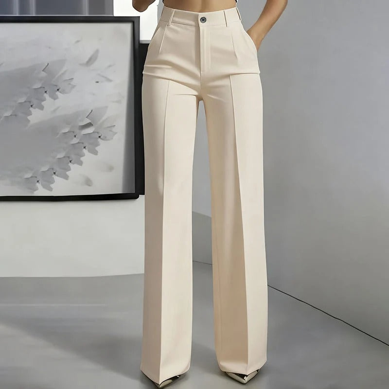 Pantalón Cintura Alta Beige