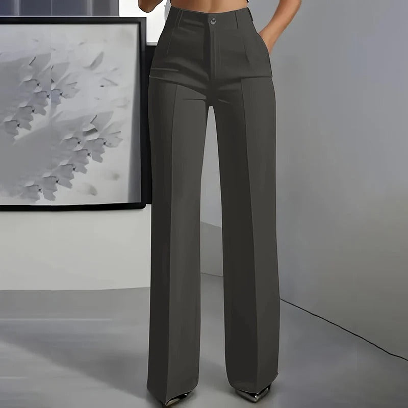 Pantalón Cintura Alta Gris Oscuro